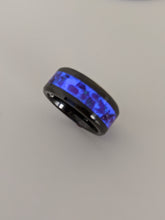 Load image into Gallery viewer, Purple Fire Opal Inlay Iridescent Glow Ring - 4/6/8mm wide - Custom - Please choose Ring Material, Size &amp; Width
