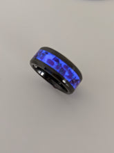 Load image into Gallery viewer, Purple Fire Opal Inlay Iridescent Glow Ring - 4/6/8mm wide - Custom - Please choose Ring Material, Size & Width