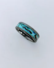 Load image into Gallery viewer, Abalone Shell Mother of Pearl Inlay Rainbow Iridescent Glow Ring - 4/6/8mm wide ring - Custom - Please choose Ring Material, Size &amp; Width
