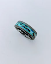 Load image into Gallery viewer, Abalone Shell Mother of Pearl Inlay Rainbow Iridescent Glow Ring - 4/6/8mm wide ring - Custom - Please choose Ring Material, Size & Width