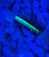 Load image into Gallery viewer, Blue & Green Ombre Fire Opal Inlay Iridescent Glow Ring - 4/6/8mm wide - Custom - Please choose Ring Material, Size & Width