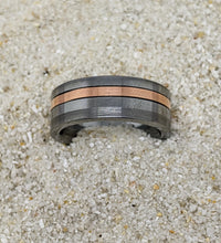 Load image into Gallery viewer, Copper Inlay in a Tungsten Offset Channel Ring - Custom - Please choose Ring Size
