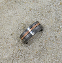 Load image into Gallery viewer, Copper Inlay in a Tungsten Offset Channel Ring - Custom - Please choose Ring Size
