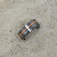 Load image into Gallery viewer, Copper Inlay in a Tungsten Offset Channel Ring - Custom - Please choose Ring Size