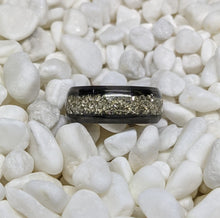 Load image into Gallery viewer, Crushed German Silver Glass Inlay Iridescent Glow Ring - 6mm/8mm wide ring options - Custom - Please choose Ring Material, Size & Width