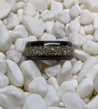 Load image into Gallery viewer, Crushed German Silver Glass Inlay Iridescent Glow Ring - 6mm/8mm wide ring options - Custom - Please choose Ring Material, Size & Width