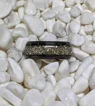 Load image into Gallery viewer, Crushed German Silver Glass Inlay Iridescent Glow Ring - 6mm/8mm wide ring options - Custom - Please choose Ring Material, Size & Width