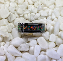 Load image into Gallery viewer, Black Fire Opal Inlay Iridescent Glow Ring - 4/6/8mm wide - Custom - Please choose Ring Material, Size & Width