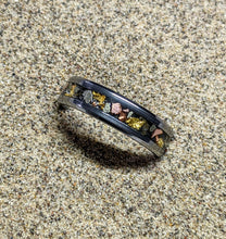 Load image into Gallery viewer, 24k Gold, Meteorite, Iron Pyrite &amp; Copper Inlay Glow Ring - 6mm/8mm wide - Custom - Choose Ring Material, Size and Width
