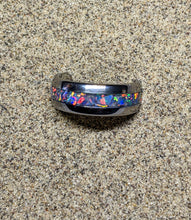 Load image into Gallery viewer, Moonstone Gray Fire Opal Inlay Iridescent Glow Ring - 4/6/8mm wide - Custom - Please choose Ring Material, Size & Width