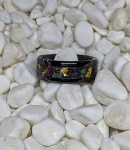 Load image into Gallery viewer, Uncut Emerald, Ruby and 24k Gold Inlay Iridescent Glow Ring - 6/8mm wide - Custom - Please choose Ring Material, Size & Width