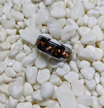 Load image into Gallery viewer, Copper Inlay with Obsidian Dust - Iridescent Glow Ring - 8mm wide ring - Please choose Ring Material and Size

