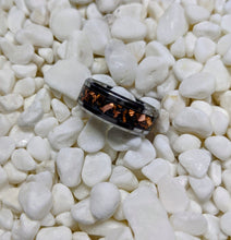 Load image into Gallery viewer, Copper Inlay with Obsidian Dust - Iridescent Glow Ring - 8mm wide ring - Please choose Ring Material and Size