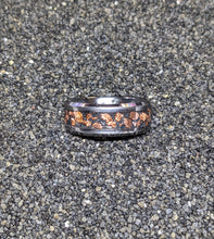 Load image into Gallery viewer, Copper Inlay with Obsidian Dust - Iridescent Glow Ring - 8mm wide ring - Please choose Ring Material and Size