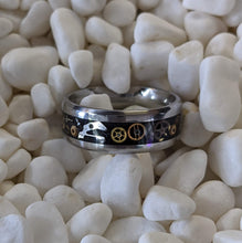 Load image into Gallery viewer, Steampunk Watch Parts Gears Mechanical Inlay Glow Ring - 8mm - Please choose Ring Material & Size
