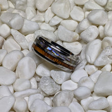 Load image into Gallery viewer, Abalone Shell/Mother of Pearl & Koa Wood Double / Dual Channel Inlay Iridescent Ring - 8mm - Please choose Ring Size and Material