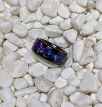 Load image into Gallery viewer, Purple Fire Opal Inlay Iridescent Glow Ring - 4/6/8mm wide - Custom - Please choose Ring Material, Size & Width