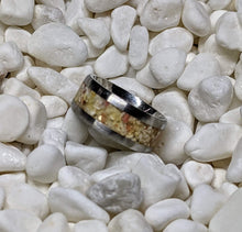 Load image into Gallery viewer, Bermuda Pink Sand Inlay Iridescent Glow Ring - 4/6/8mm wide ring options - Custom - Please choose Ring Material, Size & Width