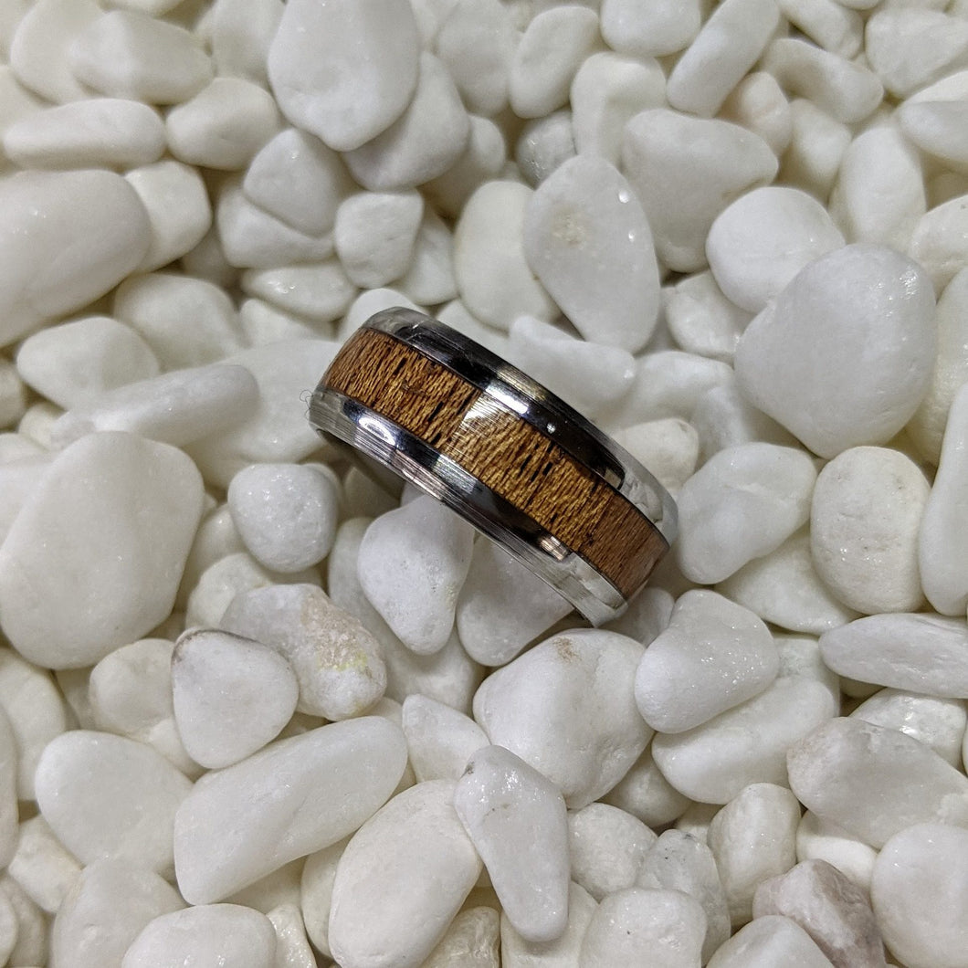 Whiskey Barrel Wood Custom Inlay Ring - Please choose Ring Material, Ring Size & Width