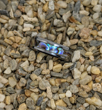 Load image into Gallery viewer, Abalone Shell Mother of Pearl Inlay Rainbow Iridescent Glow Ring - 4/6/8mm wide ring - Custom - Please choose Ring Material, Size &amp; Width
