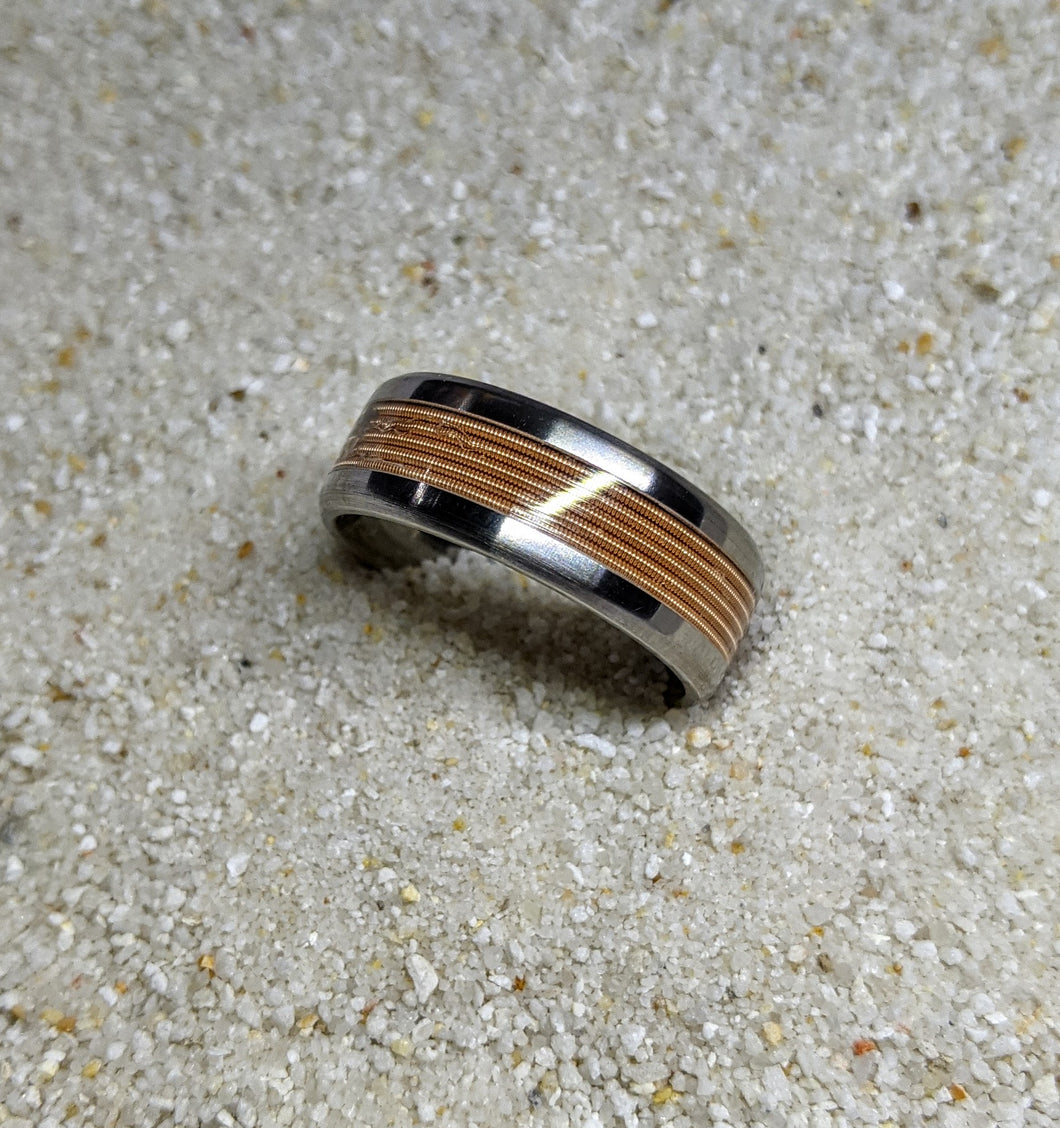 Bronze Guitar String Metal Wire Inlay Ring - Custom - Please choose Ring Size