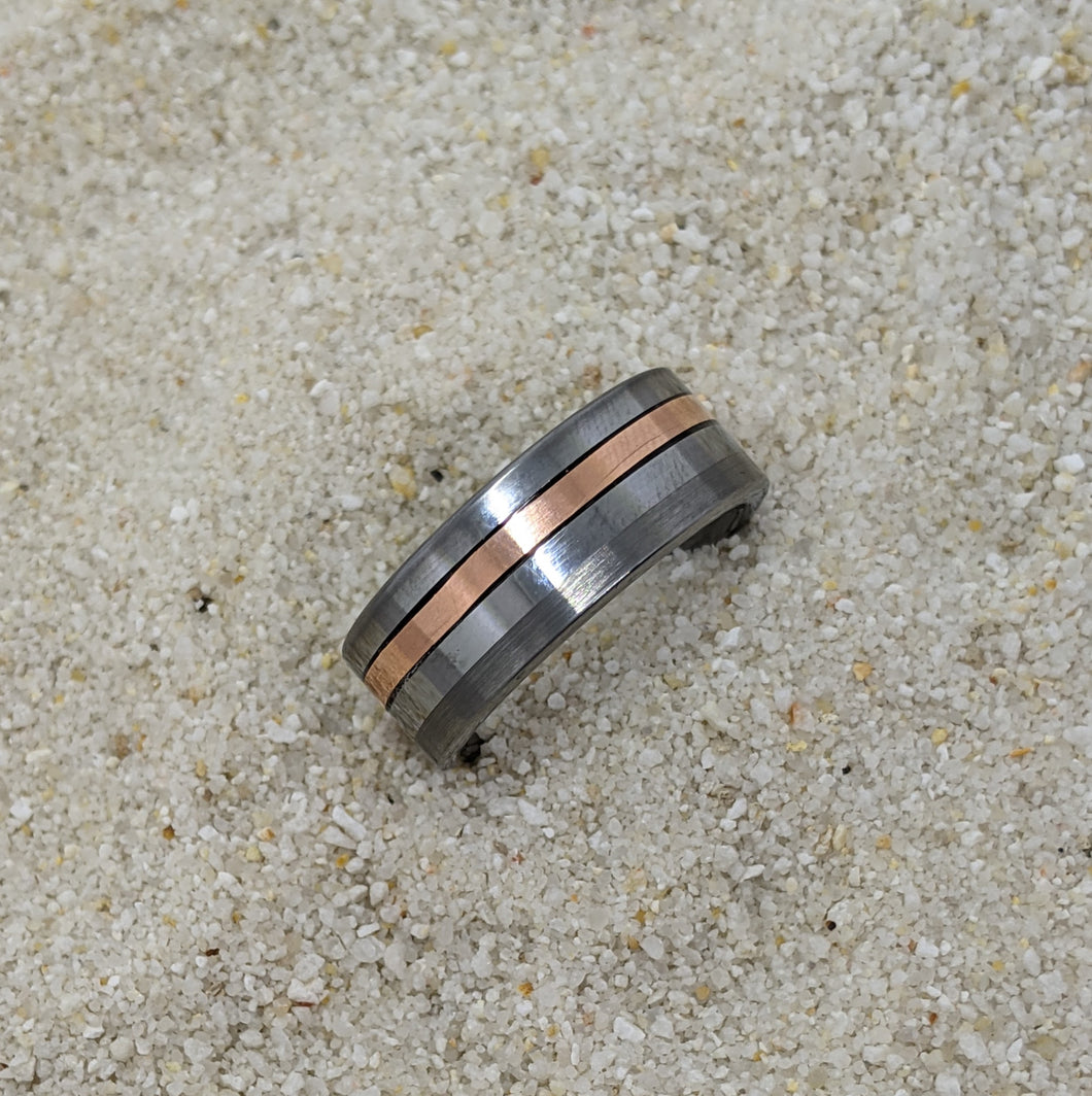 Copper Inlay in a Tungsten Offset Channel Ring - Custom - Please choose Ring Size