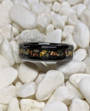 Load image into Gallery viewer, 24k Gold, Meteorite, Iron Pyrite &amp; Copper Inlay Glow Ring - 6mm/8mm wide - Custom - Choose Ring Material, Size and Width
