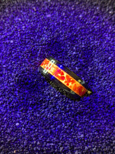 Load image into Gallery viewer, Volcano Red Orange Fire Opal Inlay Iridescent Glow Ring - 6/8mm wide - Custom - Please choose Ring Material, Size &amp; Width
