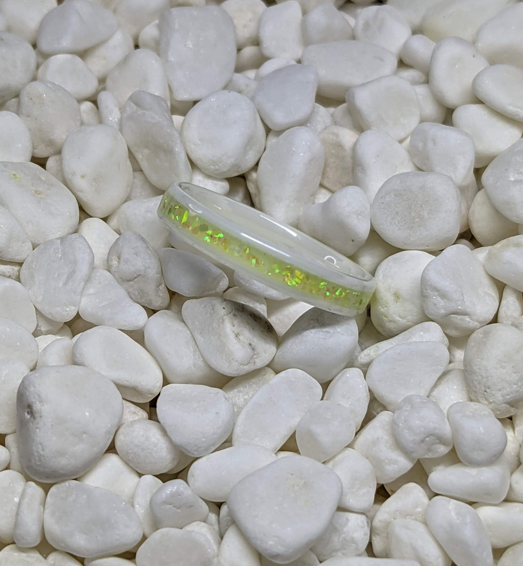 August Birthstone / Stackable Mother's Ring - Peridot Opal Iridescent Glow Ring - Custom Options - Please choose Ring Size & Type