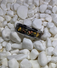 Load image into Gallery viewer, 24k Gold, Meteorite, Iron Pyrite &amp; Copper Inlay Glow Ring - 6mm/8mm wide - Custom - Choose Ring Material, Size and Width
