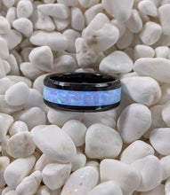 Load image into Gallery viewer, White Glacier Ice Opal Inlay Iridescent Glow Ring - 4/6/8mm wide - Custom - Please choose Ring Material, Size &amp; Width

