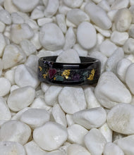 Load image into Gallery viewer, Uncut Emerald, Ruby and 24k Gold Inlay Iridescent Glow Ring - 6/8mm wide - Custom - Please choose Ring Material, Size &amp; Width
