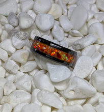 Load image into Gallery viewer, Volcano Red Orange Fire Opal Inlay Iridescent Glow Ring - 6/8mm wide - Custom - Please choose Ring Material, Size &amp; Width
