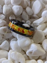 Load image into Gallery viewer, Volcano Red Orange Fire Opal Inlay Iridescent Glow Ring - 6/8mm wide - Custom - Please choose Ring Material, Size &amp; Width
