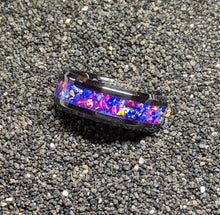 Load image into Gallery viewer, The Galaxy Ring Fire Opal Inlay Iridescent Glow Ring - 8mm wide - Custom - Choose Ring Material and Size
