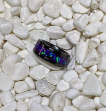 Load image into Gallery viewer, Purple Fire Opal Inlay Iridescent Glow Ring - 4/6/8mm wide - Custom - Please choose Ring Material, Size &amp; Width
